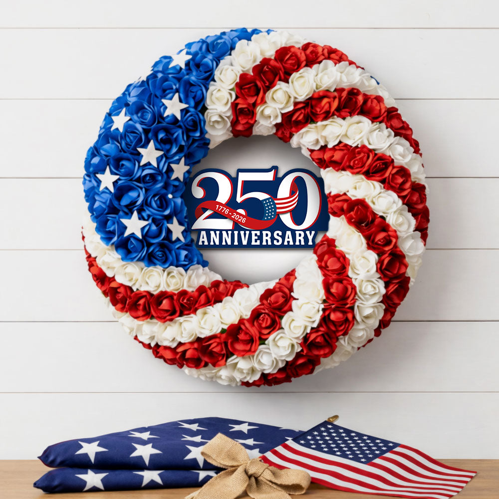 America 250th Anniversary Wreath, 1776 2026 Patriotic Front Door Decor