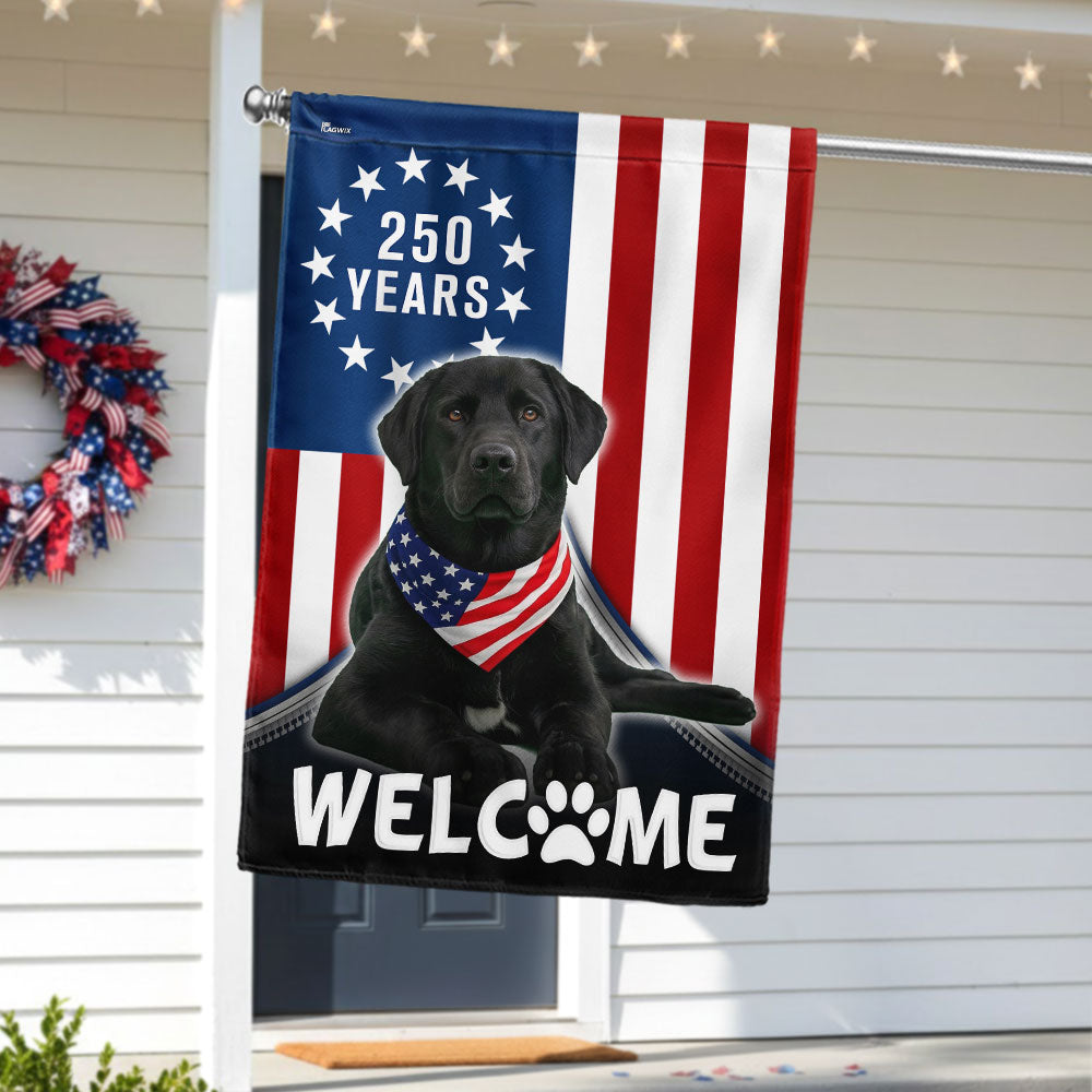 Patriotic Welcome Dog Garden Flag, 250 Years Labrador Retriever Betsy Ross Flag Decor