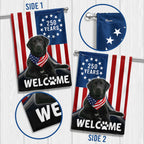 Patriotic Welcome Dog Garden Flag, 250 Years Labrador Retriever Betsy Ross Flag Decor