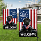 Patriotic Welcome Dog Garden Flag, 250 Years Labrador Retriever Betsy Ross Flag Decor