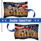 250 Years of Freedom Veterans Grommet Flag, Mt Rushmore 1776 2026 American Flag