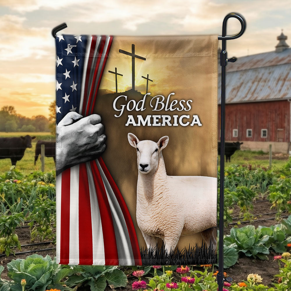 Flagwix Patriotic Sheep Garden Flag, Sheep God Bless American Flag Decor for 250 Years