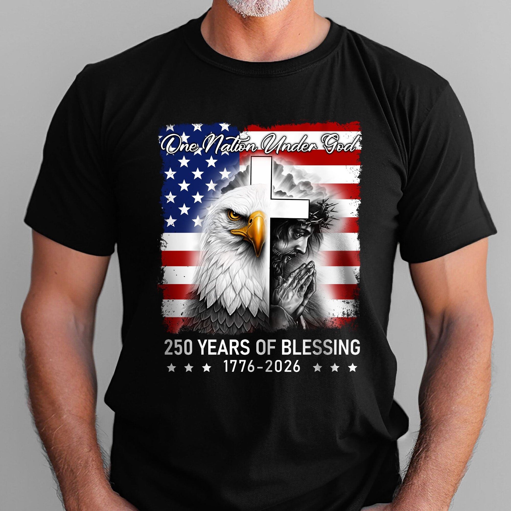Patriot Christian 250 Years of Blessing T-Shirt, One Nation Under God Tee