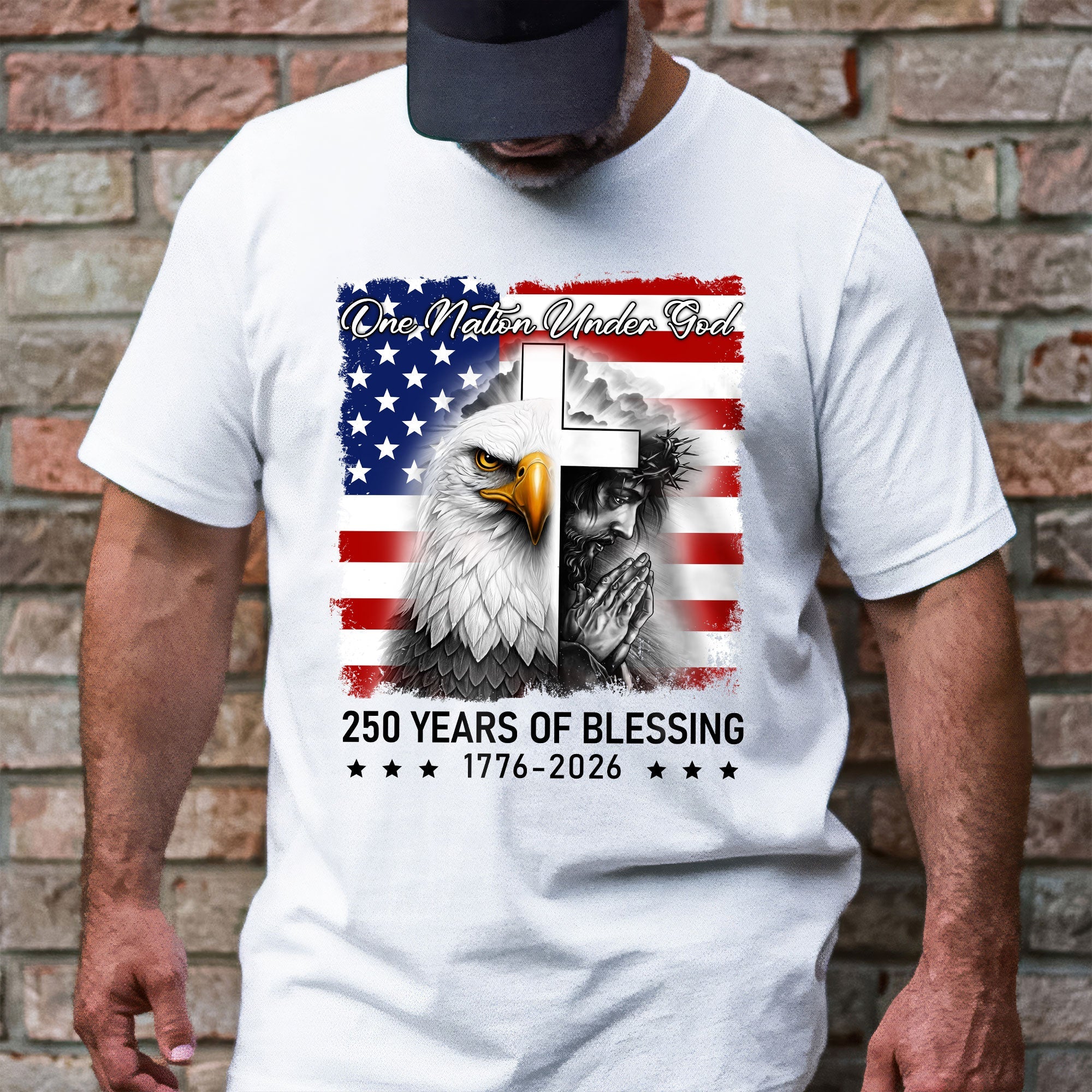 Patriot Christian 250 Years of Blessing T-Shirt, One Nation Under God Tee