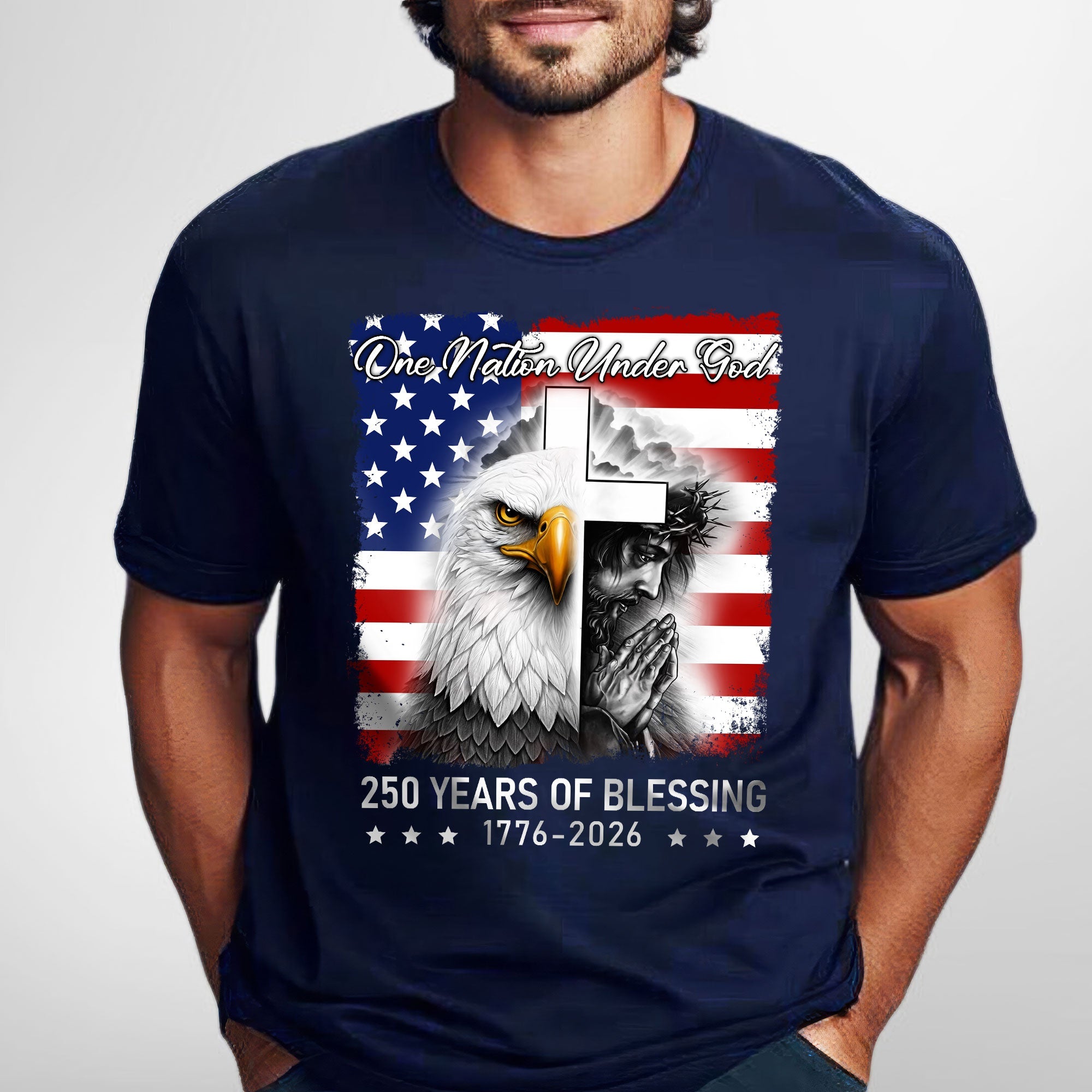 Patriot Christian 250 Years of Blessing T-Shirt, One Nation Under God Tee