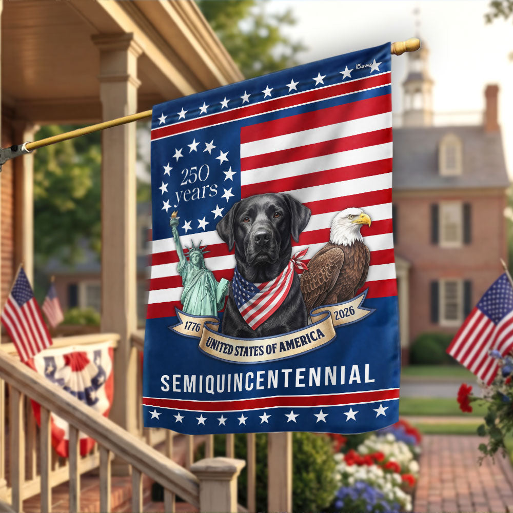 Patriotic Labrador Retriever American Flag, 250 Years Semiquincentennial Flag Decor for Dog Lovers