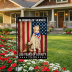 250 Years American Flag with Patriotic Yellow Labrador, US Veteran Dog Flag