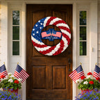 250th Anniversary Wreath, American Betsy Ross Flag Patriotic Front Door Decor