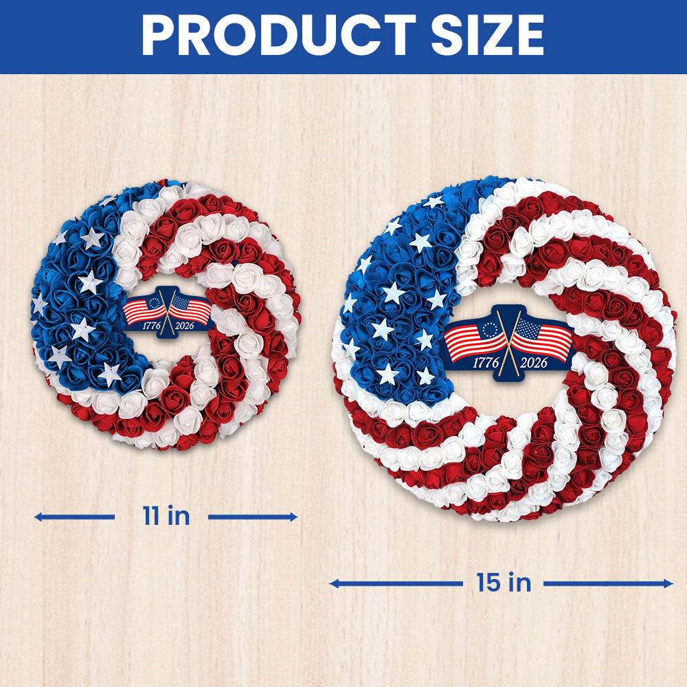 250th Anniversary Wreath, American Betsy Ross Flag Patriotic Front Door Decor