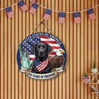 Patriotic Labrador Retriever Hanging Sign, 250 Years Wooden Decor for Dog Lovers