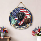 Patriotic Labrador Retriever Hanging Sign, 250 Years Wooden Decor for Dog Lovers