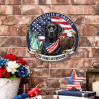 Patriotic Labrador Retriever Hanging Sign, 250 Years Wooden Decor for Dog Lovers