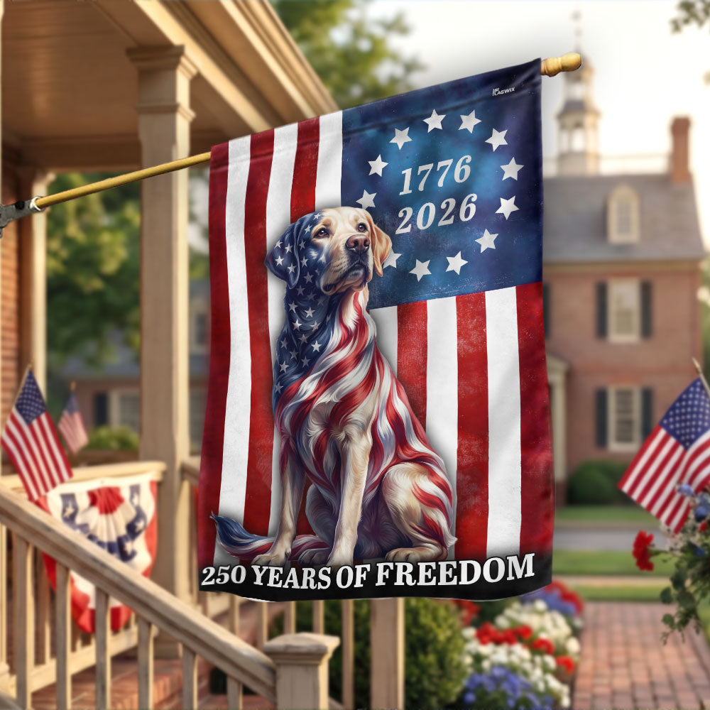 Patriotic Labrador Retriever American Flag, 250 Years of Freedom Dog Flag