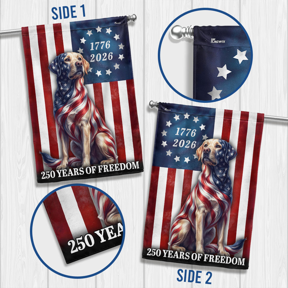 Patriotic Labrador Retriever American Flag, 250 Years of Freedom Dog Flag