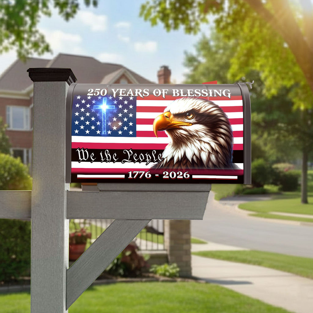 Patriotic 250 Years of Blessing, 1776 2026 American Flag Mailbox Cover