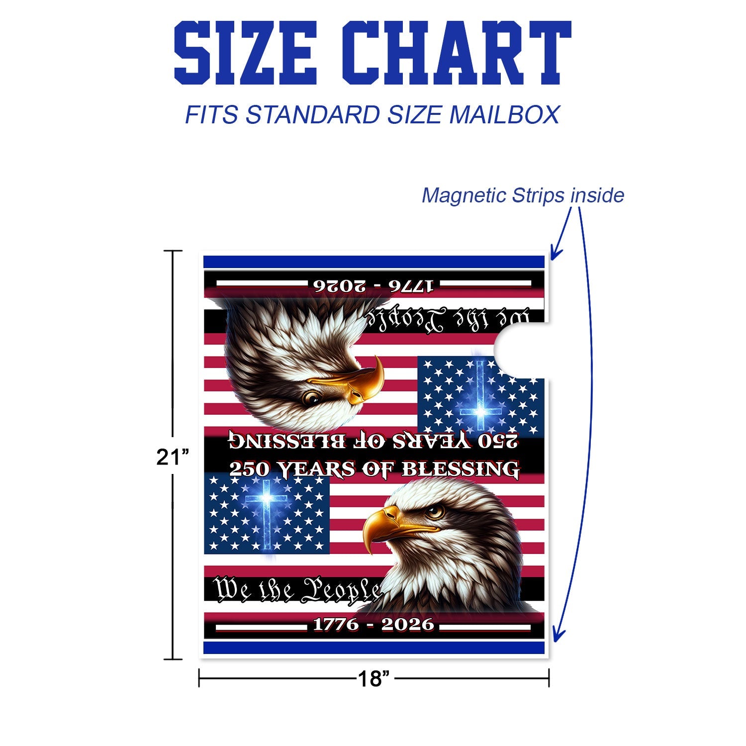 Patriotic 250 Years of Blessing, 1776 2026 American Flag Mailbox Cover