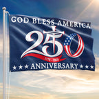 250th Anniversary 1776 2026 American Flag, God Bless America Christ Grommet Flag
