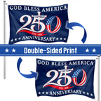 250th Anniversary 1776 2026 American Flag, God Bless America Christ Grommet Flag