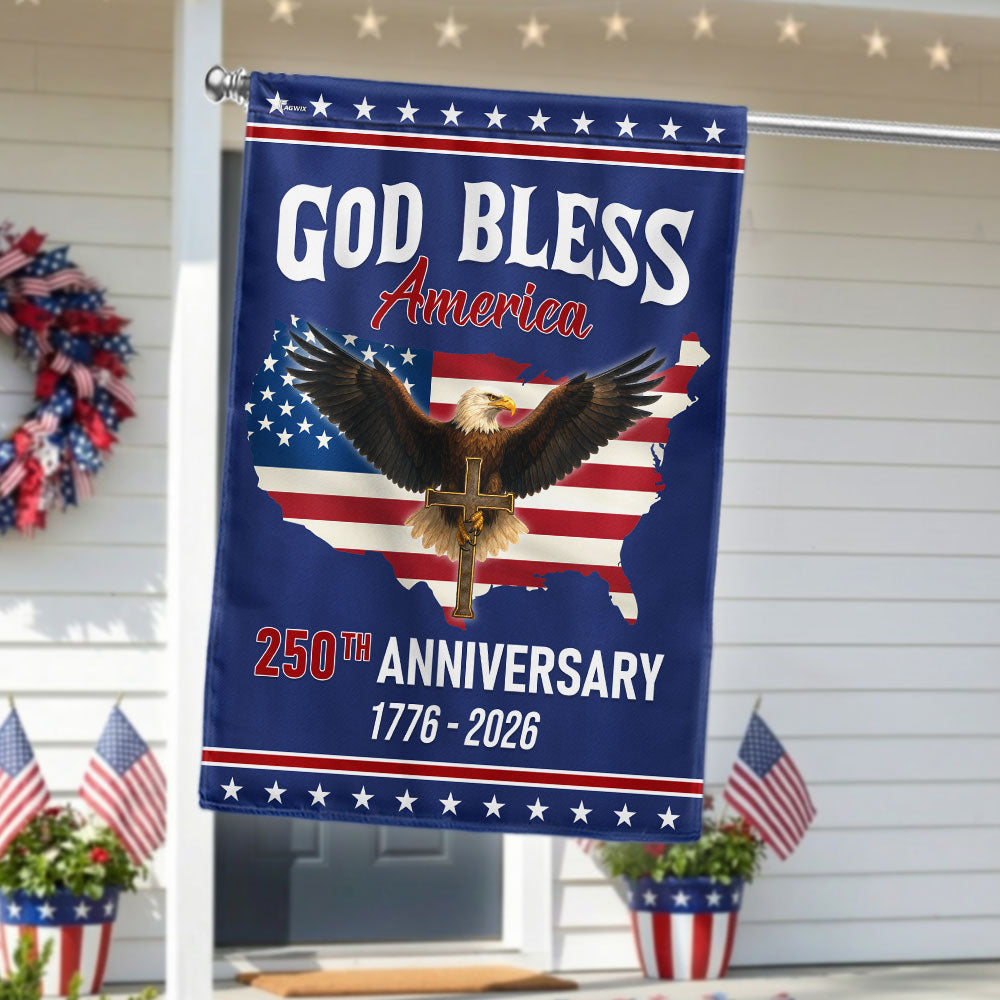Patriotic Christ 250th Anniversary American Flag, God Bless 1776–2026 Flag
