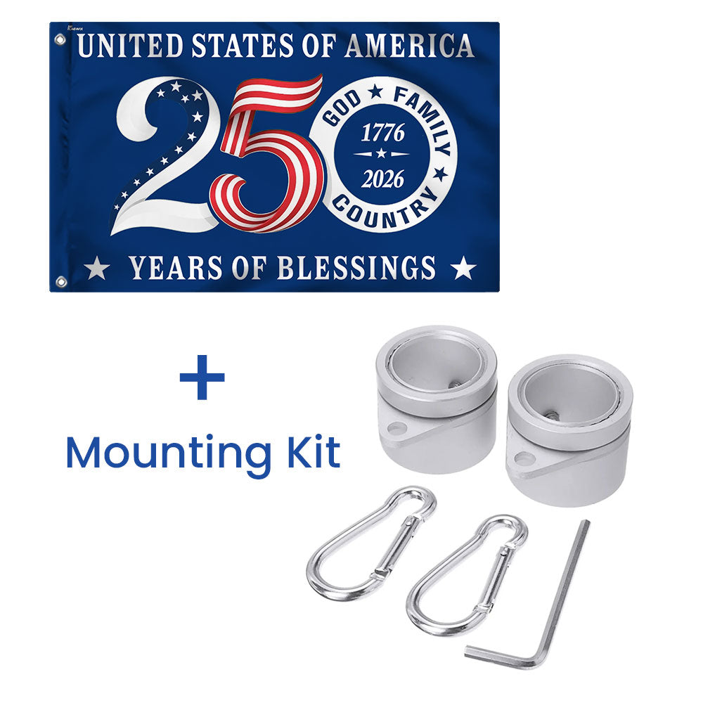 Patriotic 250 Years of Blessings Flag, United States of America  1776 2026 Grommet Flag