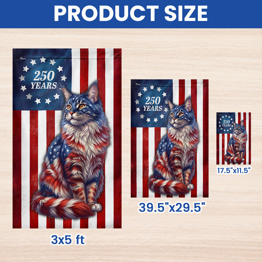 Flagwix Patriotic Cat Garden Flag, 250 Years Maine Coon Cat Betsy Ross Flag Decor