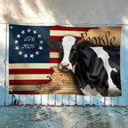 250 Years Dairy Cow 1776 2026 American Grommet Flag, We The People Patriotic Cow Farm Flag Decor