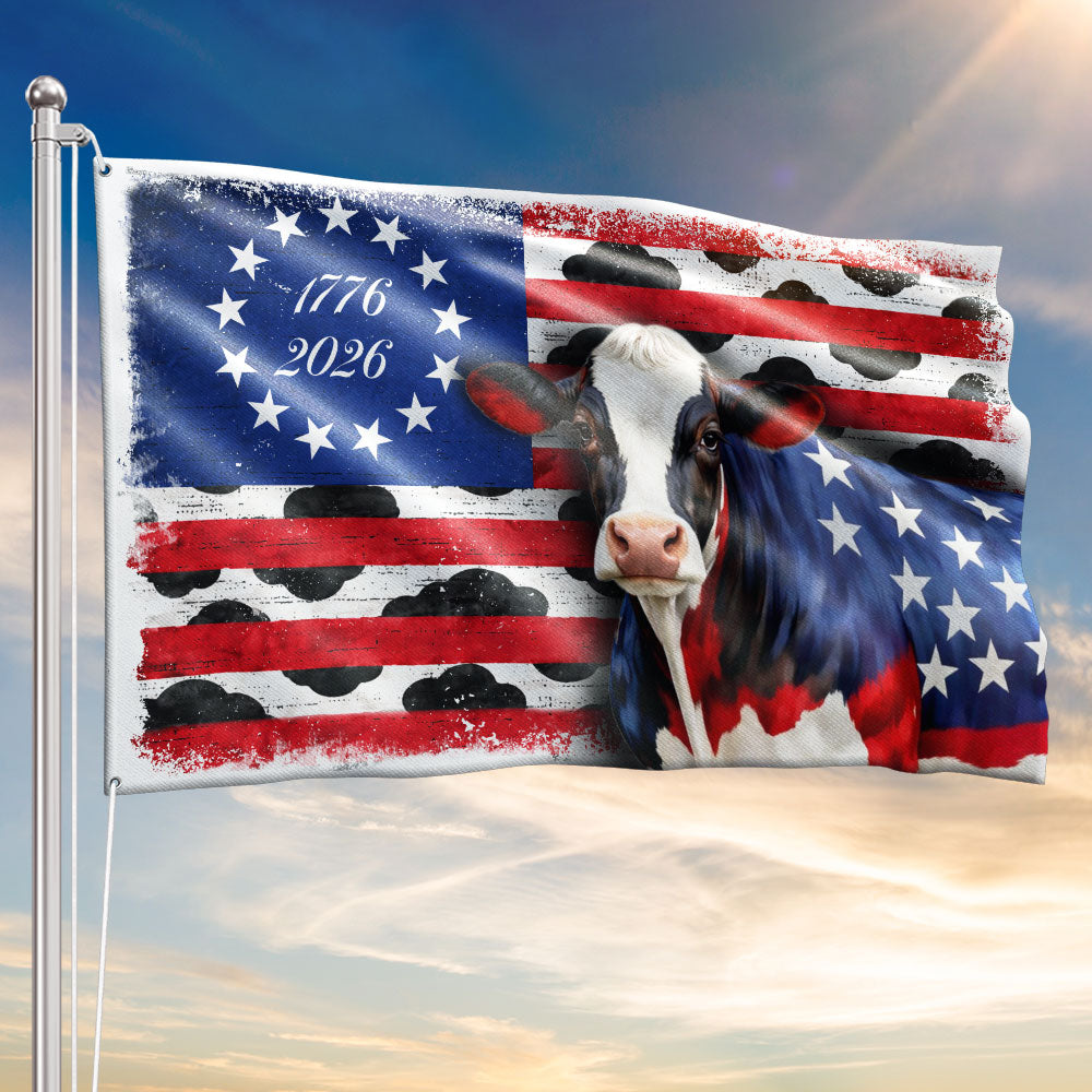 Flagwix Patriotic Cow Flag, 1776 2026 Proud Cow Farmer Farm Life Flag Decor