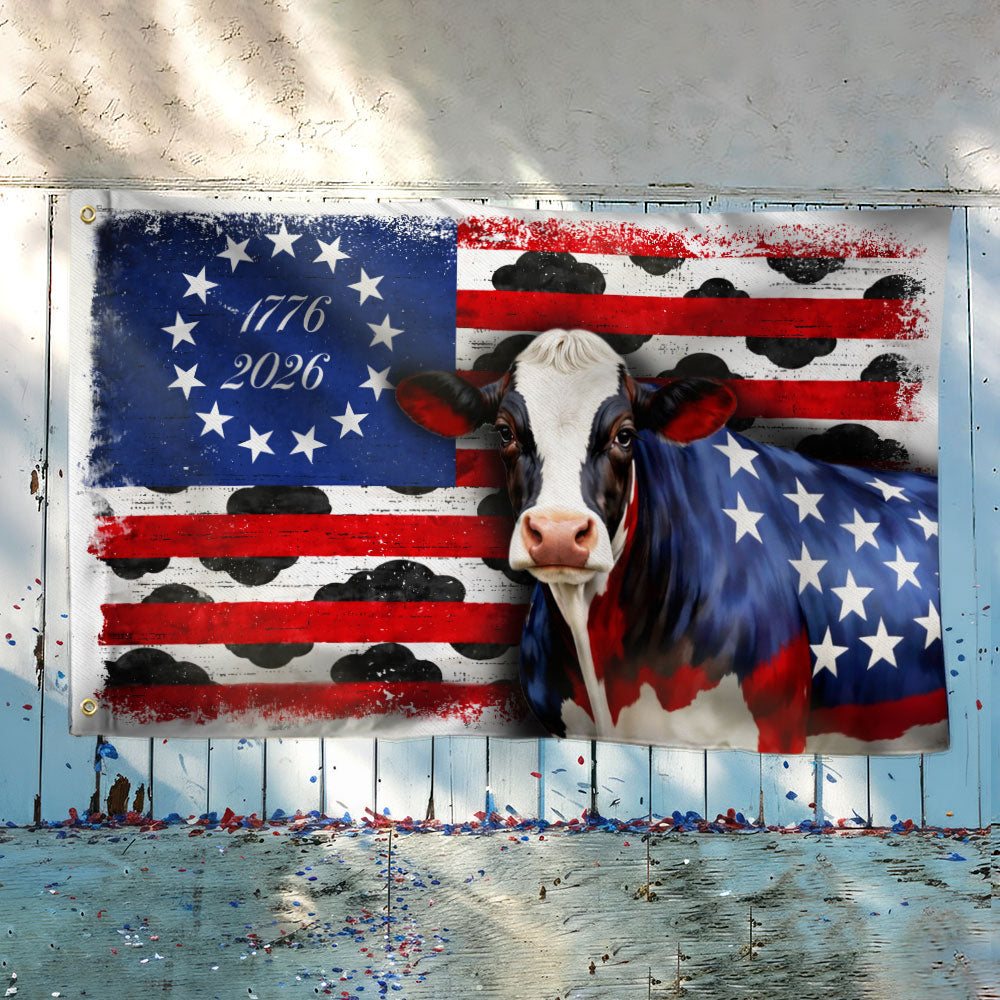 Flagwix Patriotic Cow Flag, 1776 2026 Proud Cow Farmer Farm Life Flag Decor