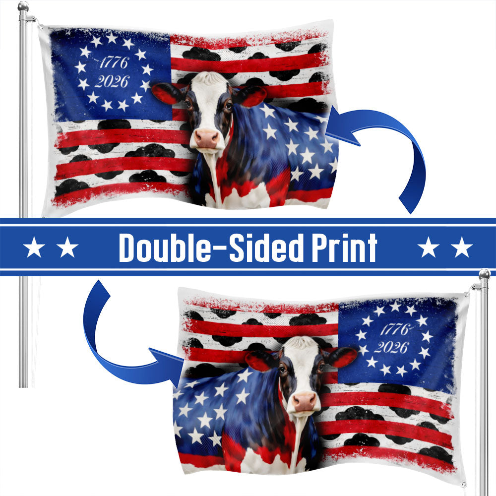 Flagwix Patriotic Cow Flag, 1776 2026 Proud Cow Farmer Farm Life Flag Decor