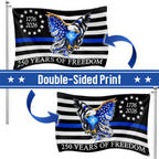 The Thin Blue Line Police Law Enforcement American Grommet Flag for 250 Years Decor