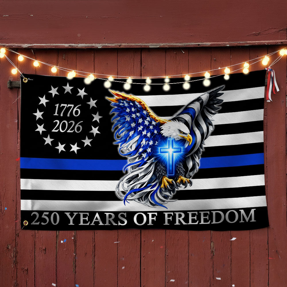 The Thin Blue Line Police Law Enforcement American Grommet Flag for 250 Years Decor
