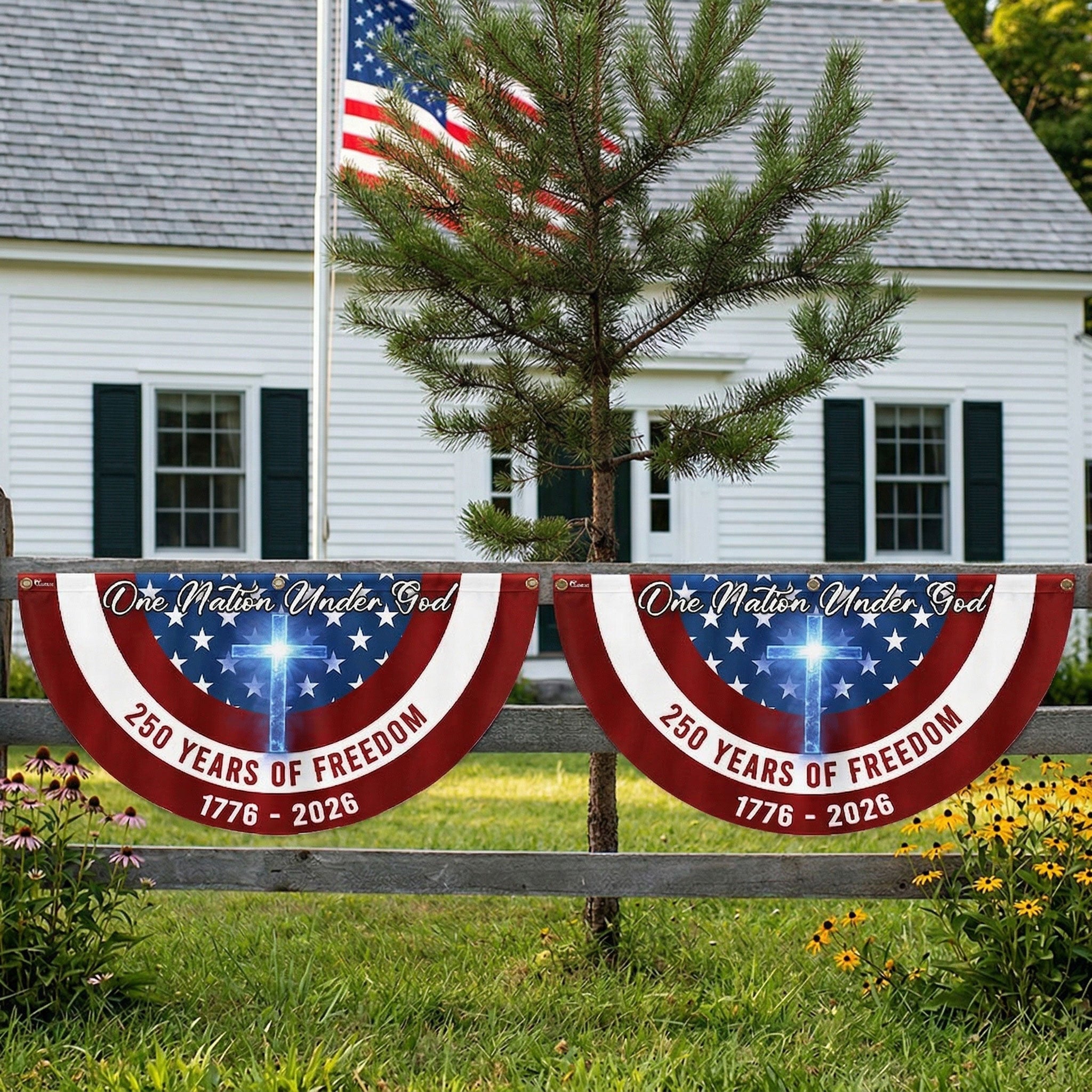 One Nation Under God American Flag, 250 Years of Freedom Stars And Stripes Flag Decor