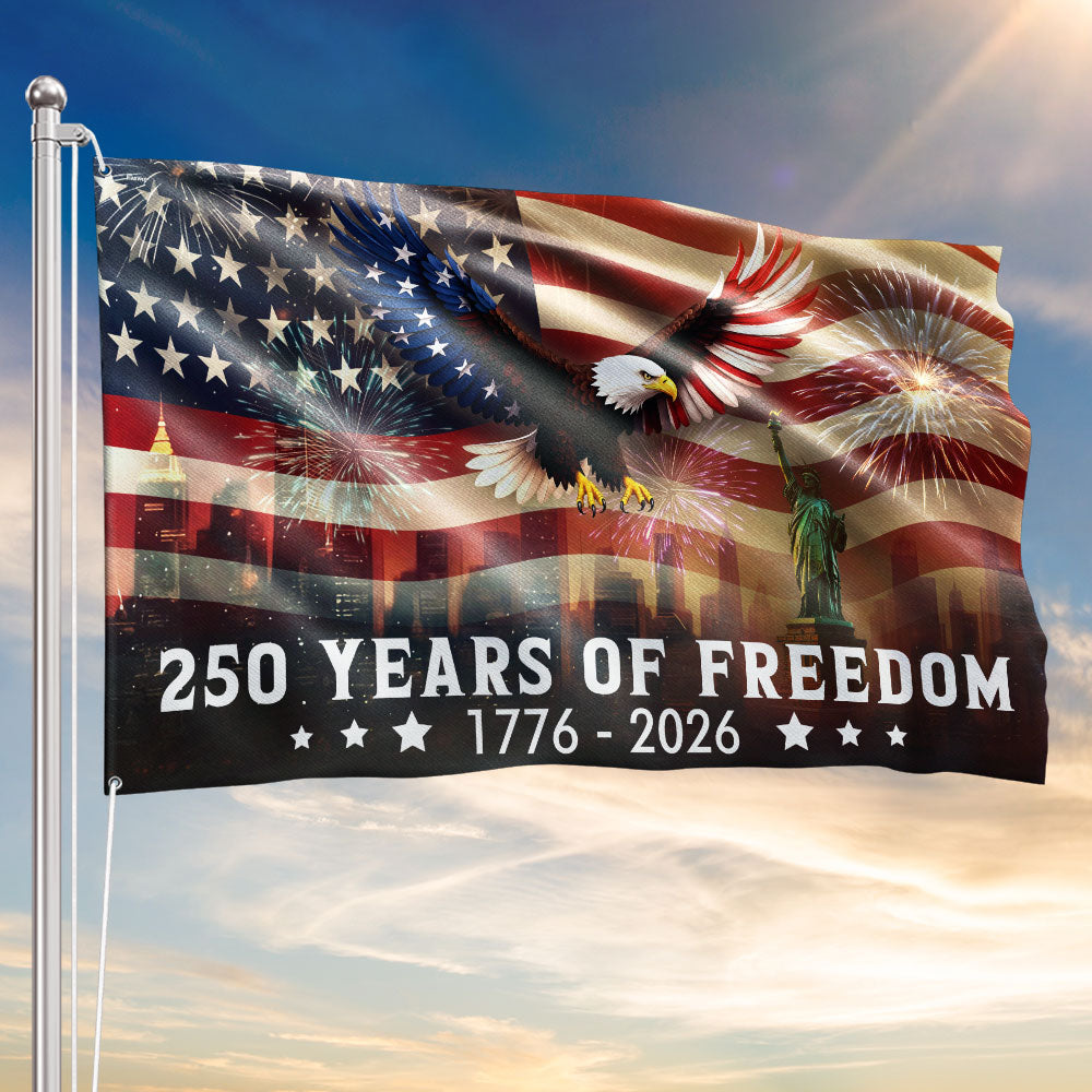 250th Anniversary American Flag, Patriotic Eagle Freedom 1776 2026 Grommet Flag