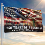 250th Anniversary American Flag, Patriotic Eagle Freedom 1776 2026 Grommet Flag