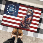 Flagwix Patriotic Cat Doormat, 250 Years Betsy Ross Flag Doormat for Cat Lover
