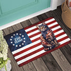 Flagwix Patriotic Cat Doormat, 250 Years Betsy Ross Flag Doormat for Cat Lover