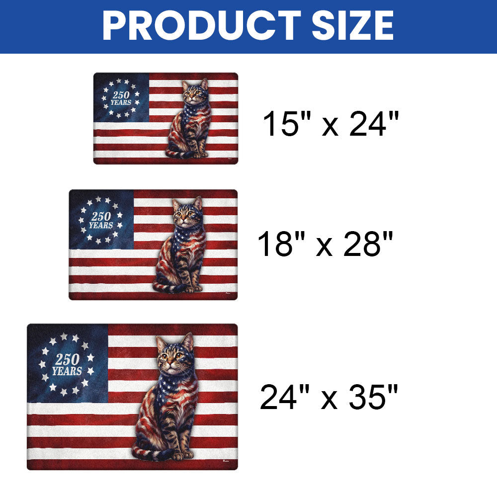 Flagwix Patriotic Cat Doormat, 250 Years Betsy Ross Flag Doormat for Cat Lover