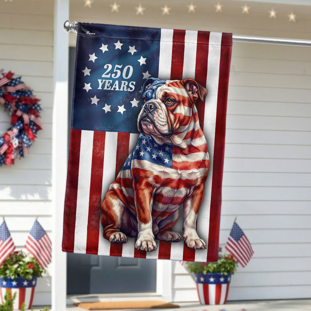 Betsy Ross Bulldog Patriotic Flag for 250 Years of America Anniversary