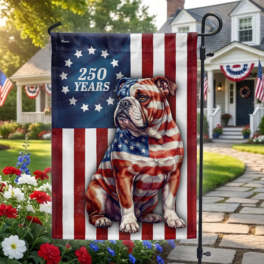 Betsy Ross Bulldog Patriotic Flag for 250 Years of America Anniversary