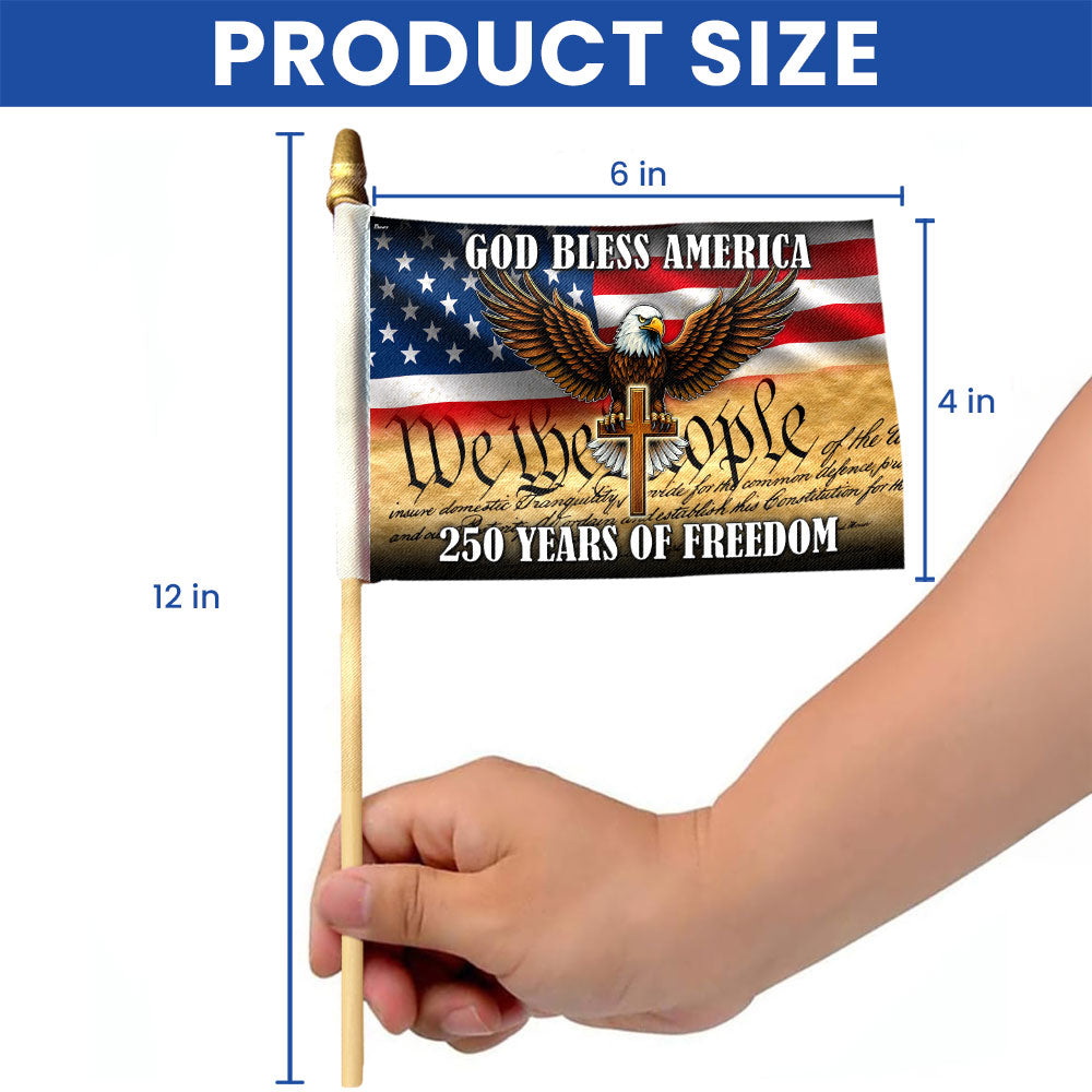 Patriotic Christian 250 Years Flag, God Bless America Handheld Flag Decor