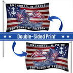 America Navy Flag, 250 Years of Freedom Anchored in Pride Patriotic Grommet Flag