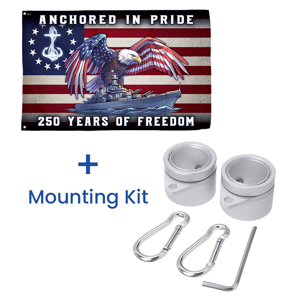 America Navy Flag, 250 Years of Freedom Anchored in Pride Patriotic Grommet Flag