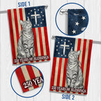 Flagwix Christian Patriotic Cat Garden Flag, 250 Years of Blessings Flag Decor for Cat Lover