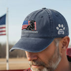 250th Anniversary Patriotic Dog Washed Cap with Embroidered Labrador Retriever American Flag