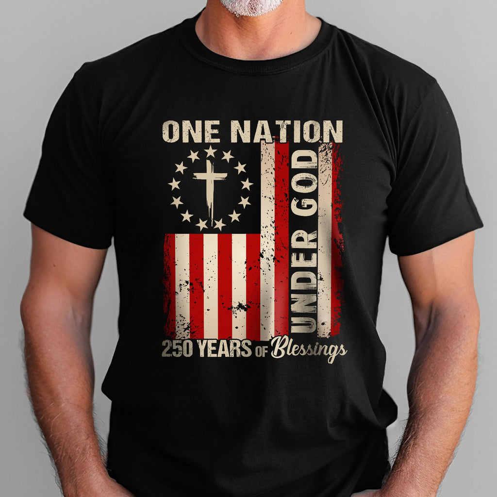 One Nation Under God Christian T-shirt, 250 Years of Blessing 1776 2026 Patriotic Tee
