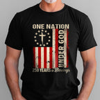 One Nation Under God Christian T-shirt, 250 Years of Blessing 1776 2026 Patriotic Tee