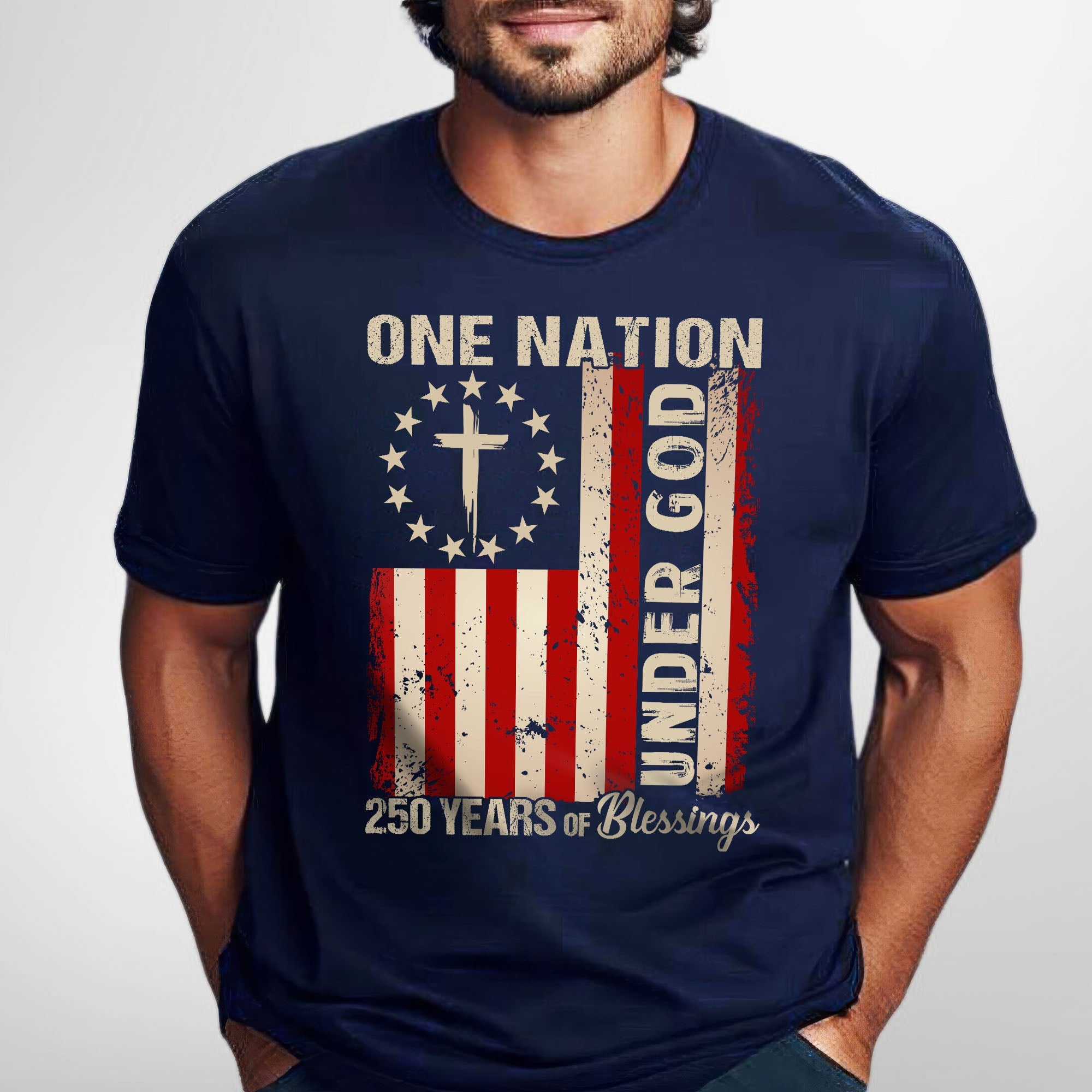 One Nation Under God Christian T-shirt, 250 Years of Blessing 1776 2026 Patriotic Tee