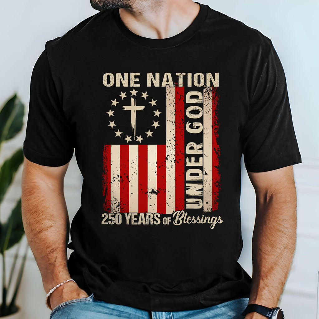 One Nation Under God Christian T-shirt, 250 Years of Blessing 1776 2026 Patriotic Tee