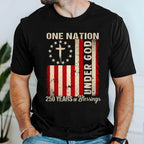 One Nation Under God Christian T-shirt, 250 Years of Blessing 1776 2026 Patriotic Tee