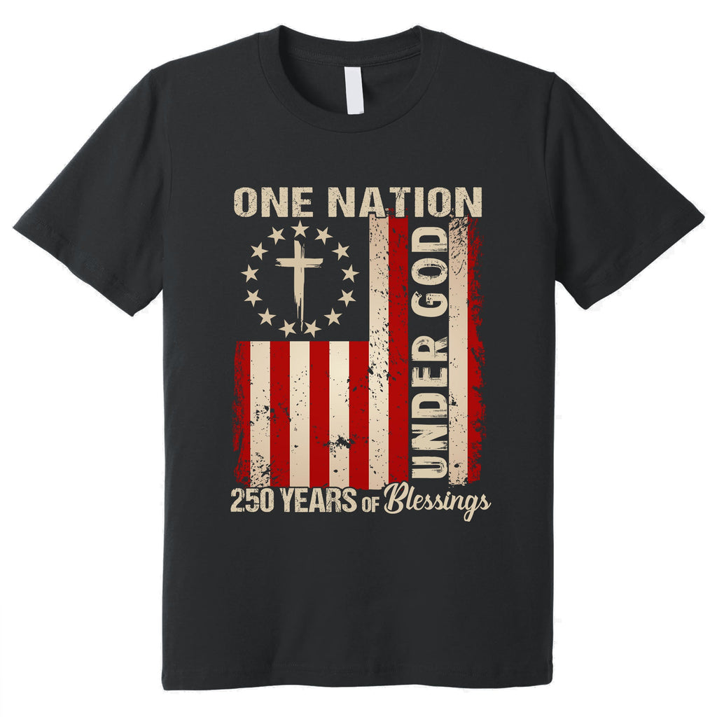 One Nation Under God Christian T-shirt, 250 Years of Blessing 1776 2026 Patriotic Tee